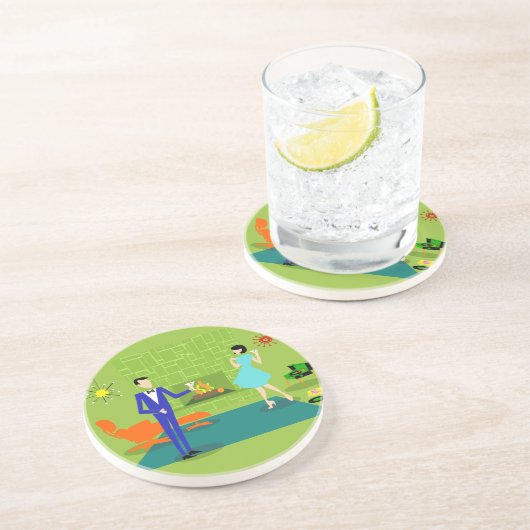 Dessous de verre modernes de grès de couples de la (Côté)