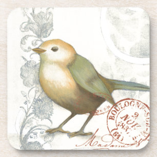 Dessous-de-verre Moineau jaune et vert sur l'arrière - plan vintage