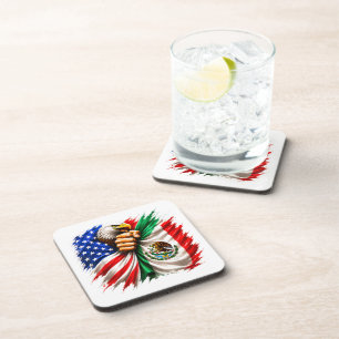 Dessous-de-verre Mois du patrimoine hispanique Drapeau USA Mexique