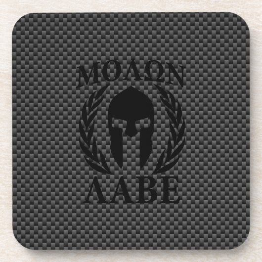 Dessous-de-verre Molon Labe Spartan Warriers Laurels Style carbone (Devant)