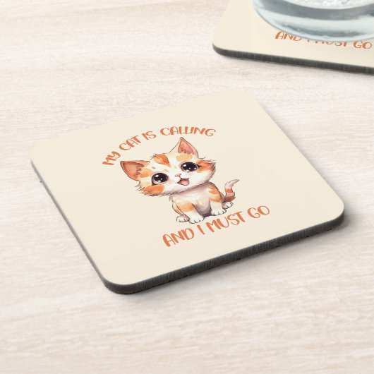 Dessous-de-verre Mon Chat Appelle Un Chat Orange Cute (Côté gauche)