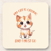 Dessous-de-verre Mon Chat Appelle Un Chat Orange Cute (Devant)