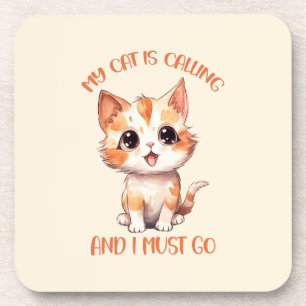 Dessous-de-verre Mon Chat Appelle Un Chat Orange Cute