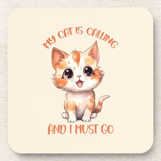 Dessous-de-verre Mon Chat Appelle Un Chat Orange Cute (Devant)