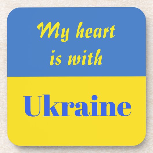 Dessous-de-verre Mon coeur est avec l'Ukraine (Devant)