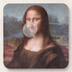 Dessous-de-verre Mona Lisa souffle de bulle grise gomme