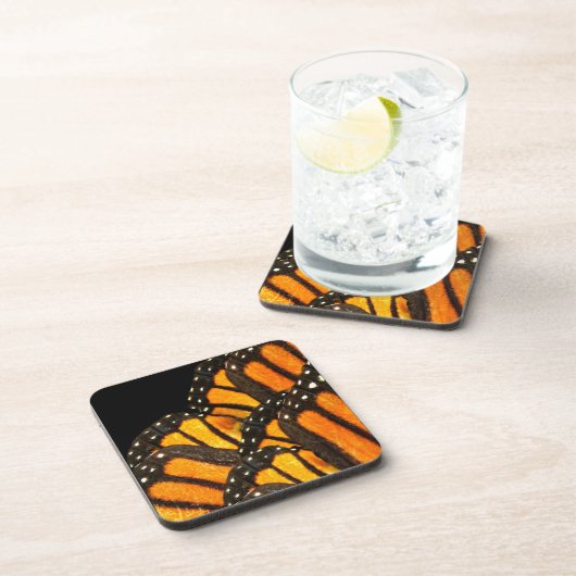 dessous de verre monarque ailes papillon sur noir (Côté Droit)