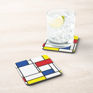 Dessous-de-verre Mondrian Minimaliste Géométrique De Stijl Art Mode