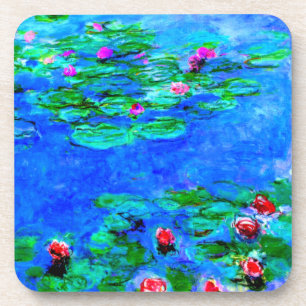 Dessous-de-verre Monet : Water Lilies OEuvre rouge