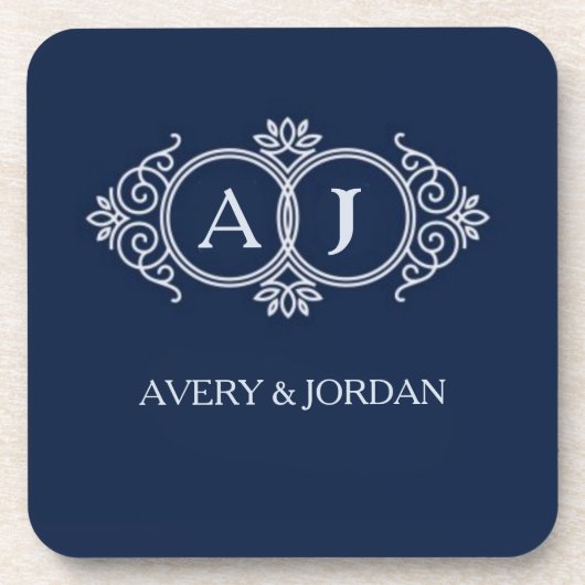 Dessous-de-verre Monogram initials wedding frame minimal design (Devant)