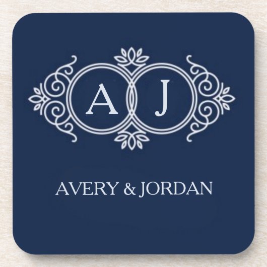 Dessous-de-verre Monogram initials wedding  frame minimal design  (Devant)