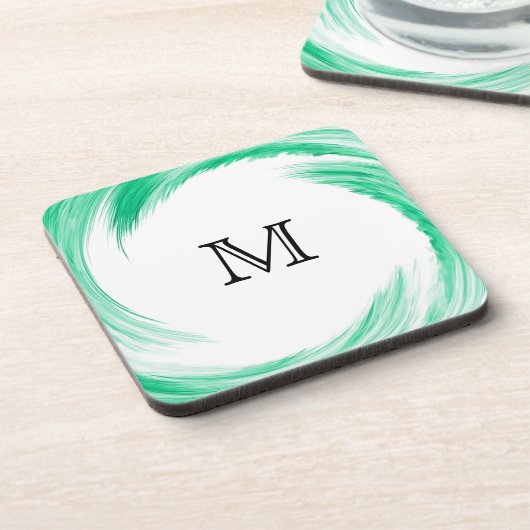 Dessous-de-verre Monogram Mint Swirl Art Abstrait (Côté gauche)