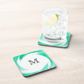 Dessous-de-verre Monogram Mint Swirl Art Abstrait (Côté Droit)