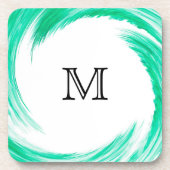 Dessous-de-verre Monogram Mint Swirl Art Abstrait (Devant)