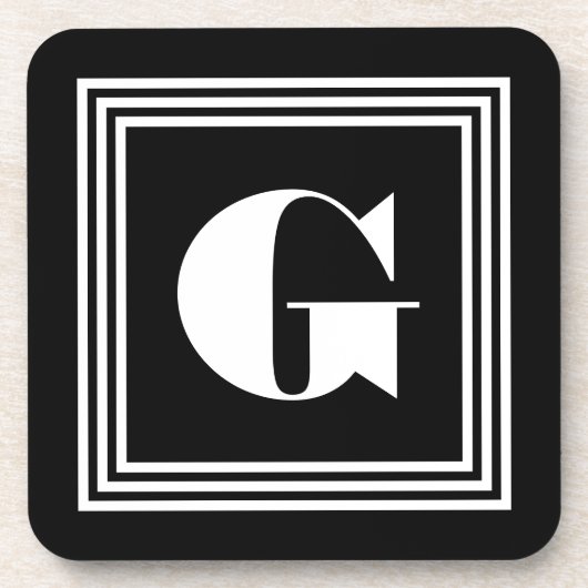 Dessous-de-verre Monogramme 3 trames en gras | Noir et blanc (Devant)