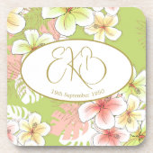 Dessous-de-verre Monogramme Anniversaire Élégant Tropical (Devant)