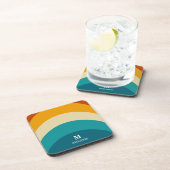 Dessous-de-verre Monogramme arc-en-ciel Nom personnalisé Retro Suns (Côté Droit)