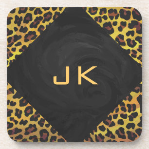 Dessous-de-verre Monogramme avec léopard Brown et jaune