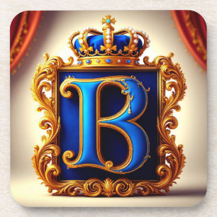 Dessous-de-verre Monogramme B en lettre royale bleue