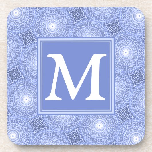 Dessous-de-verre Monogramme bleu cercles motif (Devant)