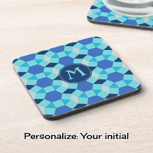Dessous-de-verre Monogramme carreaux bleu foncé