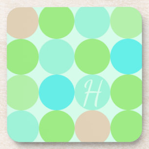 Dessous-de-verre Monogramme Cercles Turquoise Bleu Vert & Orange