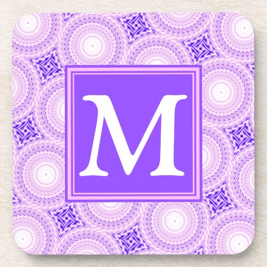 Dessous-de-verre Monogramme cercles violets motif (Devant)
