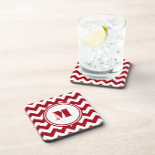 Dessous-de-verre Monogramme Chevron Rouge Moderne (Côté Droit)