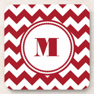 Dessous-de-verre Monogramme Chevron Rouge Moderne