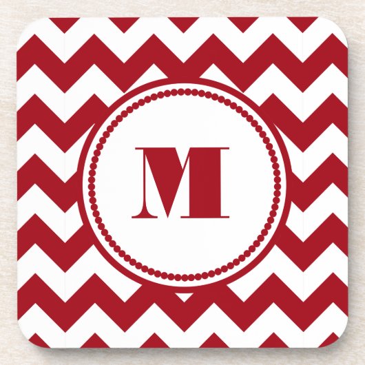 Dessous-de-verre Monogramme Chevron Rouge Moderne (Devant)
