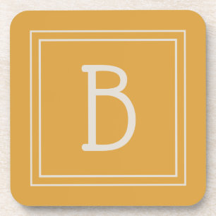 Dessous-de-verre Monogramme Chic Jaune Doré & Blanc Initiale