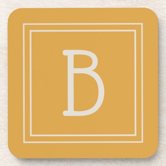 Dessous-de-verre Monogramme Chic Jaune Doré & Blanc Initiale (Devant)