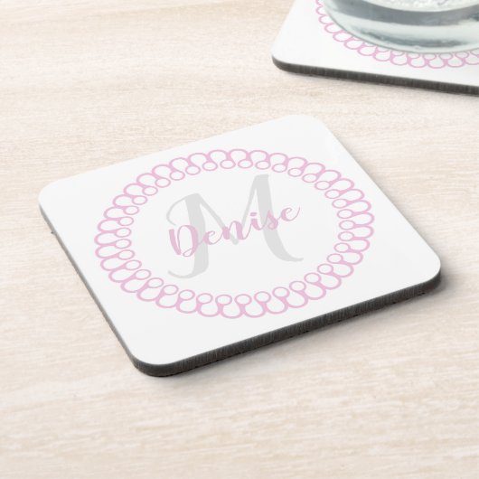 Dessous de verre Monogramme circulaire rose (Côté gauche)