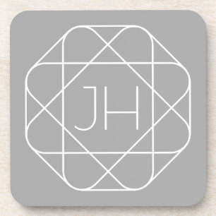 Dessous-de-verre Monogramme Cool, Style de Logo Hip Vibe   Gris & B