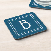 Dessous-de-verre Monogramme côtier bleu océan et blanc initial (Côté gauche)