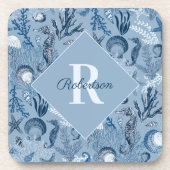 Dessous-de-verre Monogramme côtier de l'océan bleu (Devant)