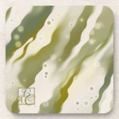 Dessous de verre Monogramme d'Art Abstrait Vert (Devant)