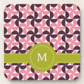 Dessous-de-verre Monogramme de chaux vert de fleurs rose géométriqu (Devant)