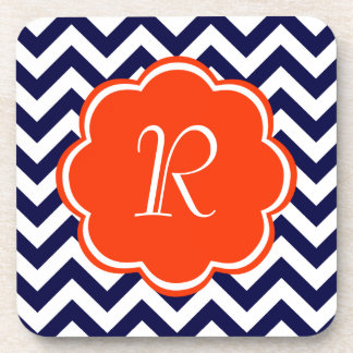 Dessous-de-verre Monogramme de Chevron de bleu marine