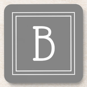 Dessous-de-verre Monogramme de ferme moderne gris et blanc initial