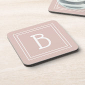 Dessous-de-verre Monogramme de Ferme Moderne Rose et Blanc Initiale (Côté gauche)