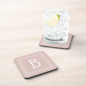 Dessous-de-verre Monogramme de Ferme Moderne Rose et Blanc Initiale (Côté Droit)