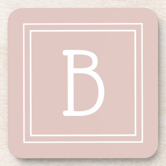 Dessous-de-verre Monogramme de Ferme Moderne Rose et Blanc Initiale (Devant)