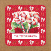 Dessous-de-verre Monogramme de menthe rouge et blanche Sucre de can