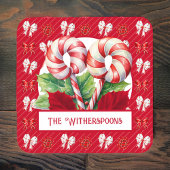 Dessous-de-verre Monogramme de menthe rouge et blanche Sucre de can