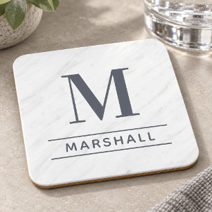 Dessous-de-verre Monogramme de nom classique en sérif gris ardoise