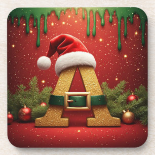 Dessous-de-verre Monogramme de Santa A pour les cadeaux de Noël