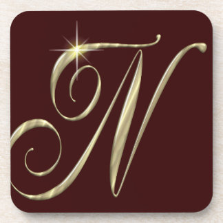 Dessous-de-verre Monogramme d'or N initiales marchandise