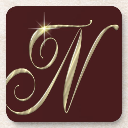 Dessous-de-verre Monogramme d'or N initiales marchandise (Devant)