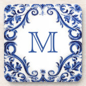 Dessous-de-verre Monogramme du mariage bleu Delft (Devant)